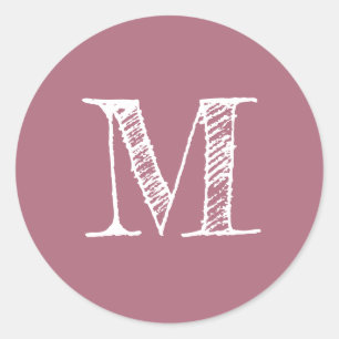 Staubige Rose Monogramm Initiale Runder Aufkleber