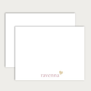 Staubige Rose Personalisierter Name Gold Leopard H Mitteilungskarte