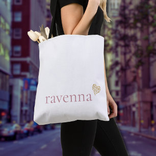 Staubige Rose Personalisierter Name Gold Leopard H Tasche