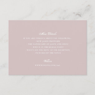 Staubige Rose-Pink Formelle Klassische Hochzeitsde Begleitkarte