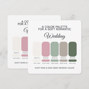 Staubige Rose-Salbei-Grüne Hochzeitsfarbpalette Ka Einladung