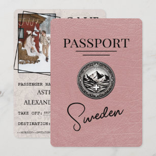 Staubige Rose Schweden Reisepass Save The Date