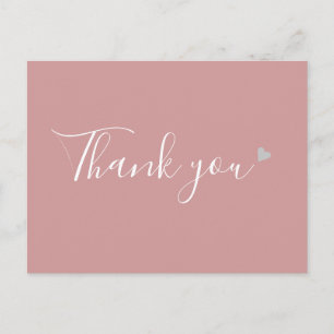 Staubige Rose Silber Herz Schrift Geschäft Danke Postkarte