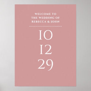 Staubige Rose Spezielle Datum Hochzeit Willkommens Poster