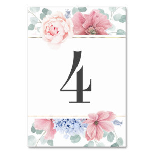 Staubige Rose Staubblau Florale Hochzeit Tischnumm Tischnummer
