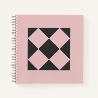 Staubige Rose- und Holzkohleschwarze geometrische Notizbuch