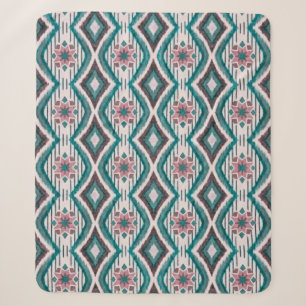 Staubige Rose und Türkisblaue Diamanten & Blumen Sherpadecke