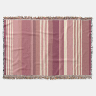 Staubige Rose Warme Gedämpfte Pinks Fette Streifen Decke