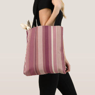 Staubige Rose Warme Gedämpfte Pinks Fette Streifen Tasche