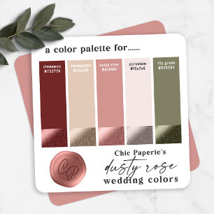 Staubige Rose Wein- und Rosé-Hochzeitsfarbpalette  Einladung