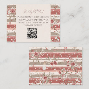 Staubige Rosen Baby Mädchen QR Code RSVP Mitteilungskarte