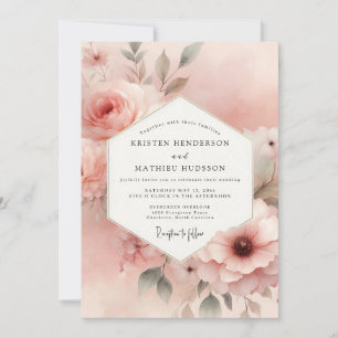 Staubige Rosen-Blumen-Wedding-Whimsy Einladung