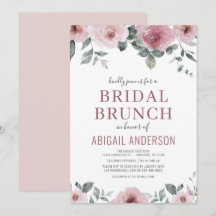 Staubige Rosen Florale Hochzeits-Brunch-Einladung