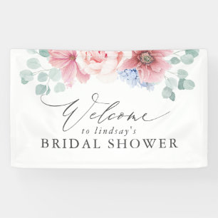 Staubige Rosen Florale Hochzeitsdusche Willkommen Banner