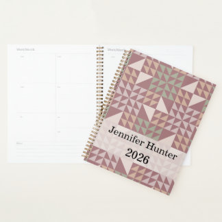 Staubige Rosen geometrisches Quilt-Muster Planer