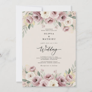 Staubige Rosen-Malerische Romanze-Hochzeit Einladung