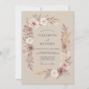 Staubige Rosen-Organische Wirbel-Hochzeit Einladung