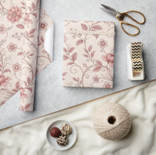 Staubige Rosen-Pink Blumen- Französische Toile-Ges Geschenkpapier