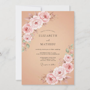 Staubige Rosen Romantische Girlande Hochzeit Einladung