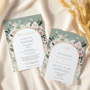 Staubige Rosen-Sage-Einfache-Monogramm-Hochzeit Einladung