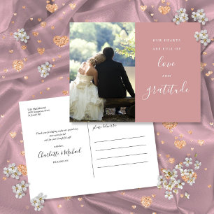 Staubige Rosen-Schrift-Foto-Hochzeits-Dankeschön Postkarte
