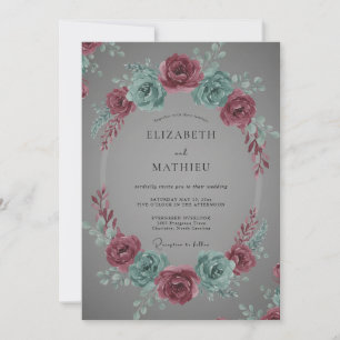 Staubige Rosen-Sophisticated Winterhochzeit Einladung