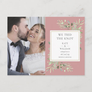 Staubige Rosenbegrünung Foto-Hochzeit Ankündigungspostkarte