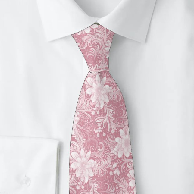 Staubige Rosenblumen-Batik Krawatte (Von Creator hochgeladen)