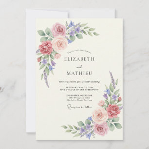 Staubige Rosenblüten-Hochzeit Einladung