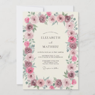 Staubige Rosenblüten-Hochzeit Einladung
