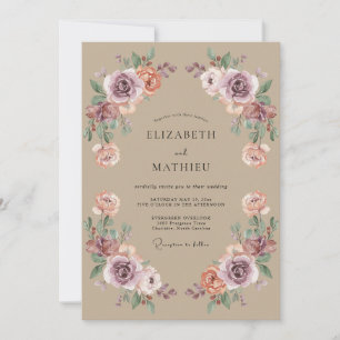 Staubige Rosenblüten-Hochzeit Einladung