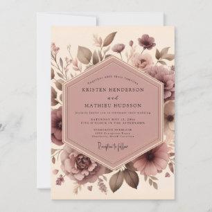 Staubige Rosenblüten-Hochzeitromanze Einladung