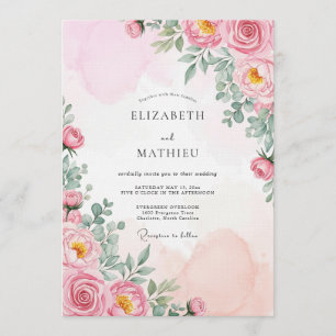 Staubige Rosenblüten-Verzauberung Hochzeit Einladung