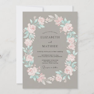 Staubige Rosenfantasie - Florale Hochzeit Einladung