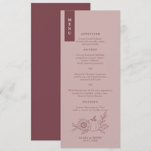 Staubige Rosenlange Teelänge Kürbis Hochzeitsmenü Einladung