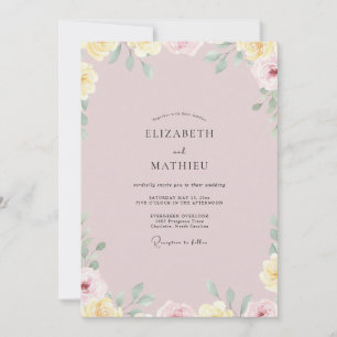 Staubige Rosenrote Blütenhochzeit Einladung