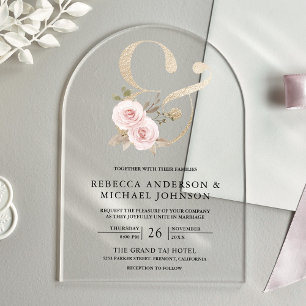 Staubige Rosenröte Florale Hochzeit mit Et-Zeichen Acryleinladungen