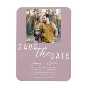 Staubige Rosenrote Hochzeit Save-the-Date-Foto Magnet
