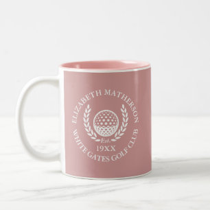 Staubige Rosenrote personalisierte Golfclub-Name Zweifarbige Tasse