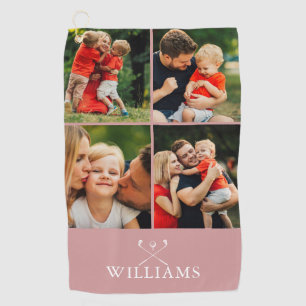 Staubige Rosenrote personalisierte Namens-Fotocoll Golfhandtuch