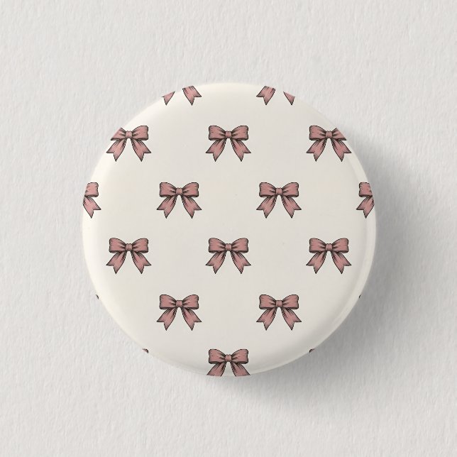 Staubige Rosenrote Schleifenbögen Coquette Geburts Button (Vorderseite)