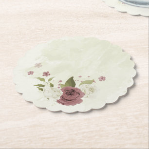 staubige Rosenweiße Blumen Hochzeit Untersetzer