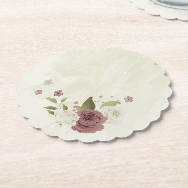 staubige Rosenweiße Blumen Hochzeit Untersetzer (angewinkelt)