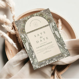 Staubige Salbei Art Nouveau Hochzeit Save The Date