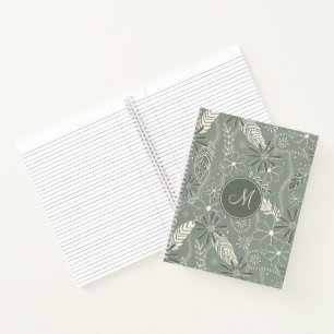 staubige Salbei-Boho-Federn Blume Piss Monogramm Notizbuch