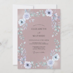 Staubige weiche rosa Blütenhochzeit Einladung