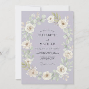 Staubiger Amethyst-Kranz Hochzeit Einladung