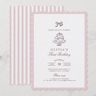 staubiger rosa Bow, gestrichen pink | Geburtstagsi Einladung