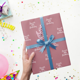 Staubiger rosa Namensschriftzug zum Geburtstag Geschenkpapier