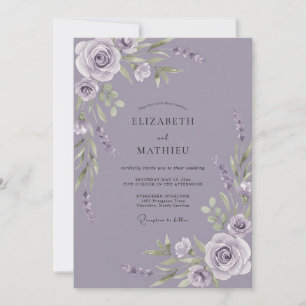 Staubiges Amethyst-Blatt-Hochzeit Einladung